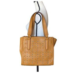 Faux Leather floral embellished satchel shoulder or cross body bag women OS